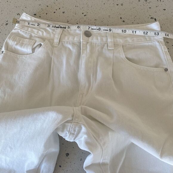 SHEIN White High Waisted Jeans Wide Leg Cotton Raw Hem Women’s Size Petite S EUC - Picture 4 of 9